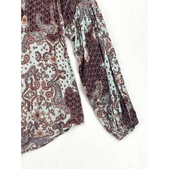 Willow Root Blouse Women s Size L Multi Floral Long Sleeve Tie Detail - Picture 4 of 15